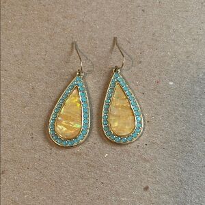 Lia Sophia Elegant Gold and Turquoise Teardrop Earrings